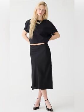 J. Crew Black Gwyneth Midi Slip Skirt. Large. NWOT.